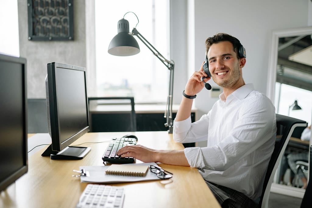 happy employee smiling