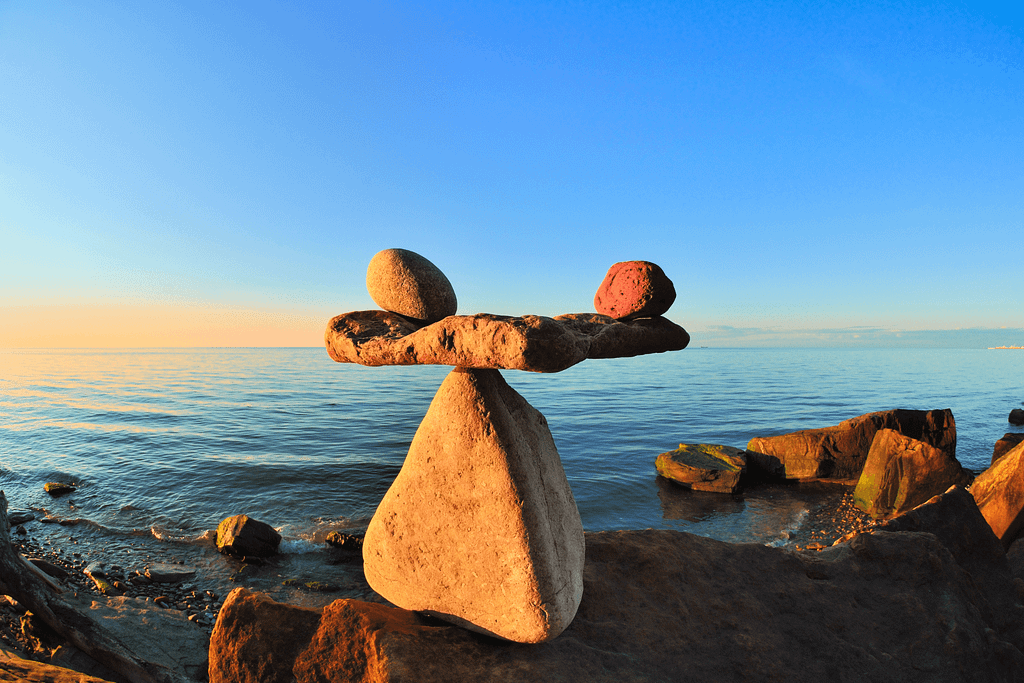 rocks forming a balanced scale